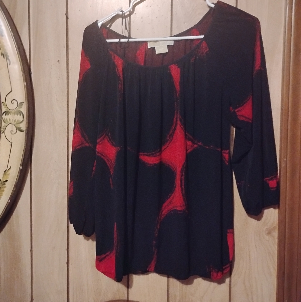 Michael Kors Red Garment Silky Soft Lightweight Blouse